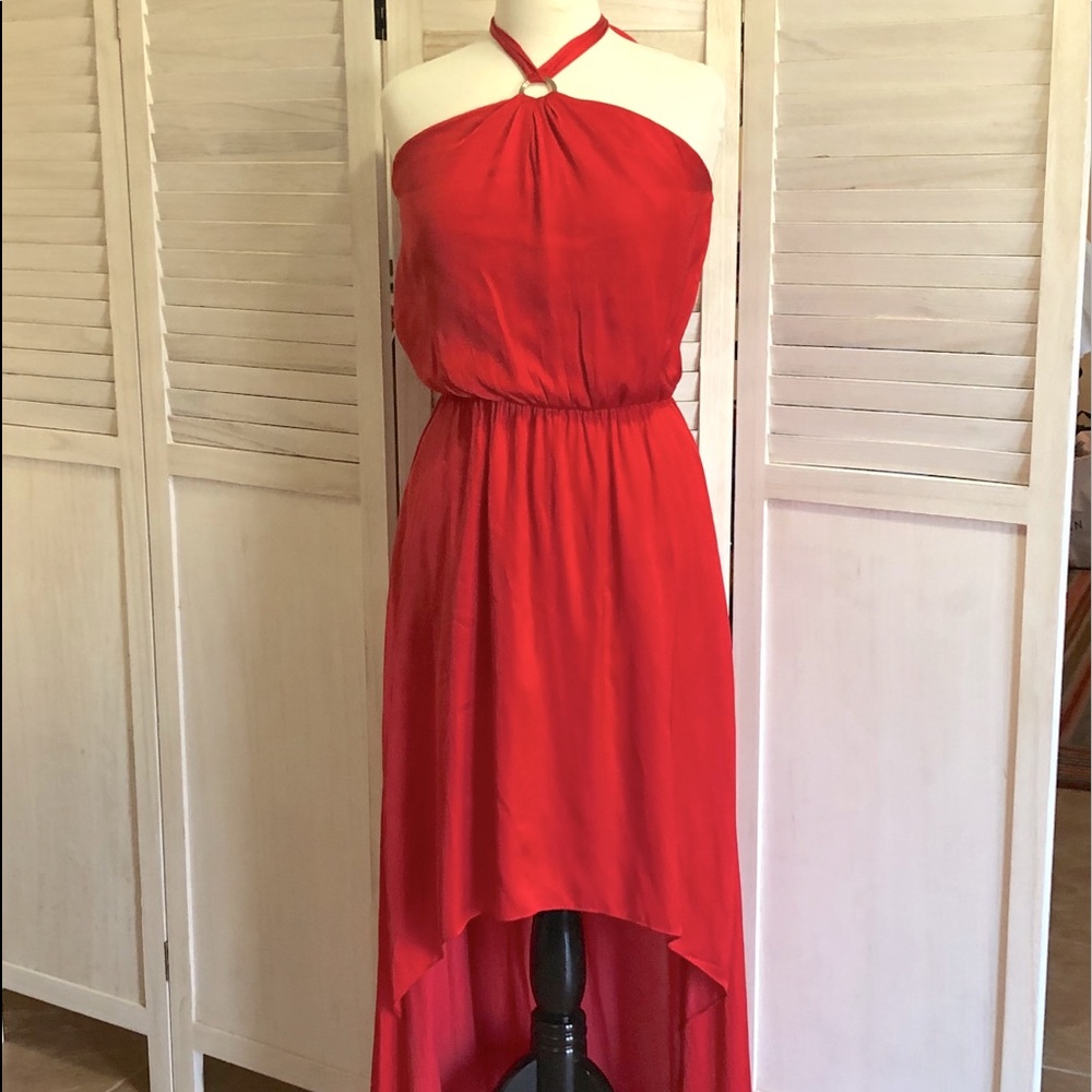 White House Black Market- Red Hi-Low Halter Dress
